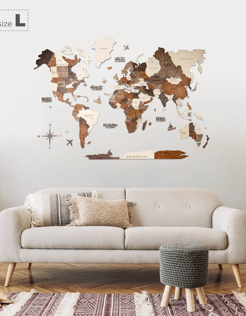 Load image into Gallery viewer, 3D Wooden World Map Multicolor
