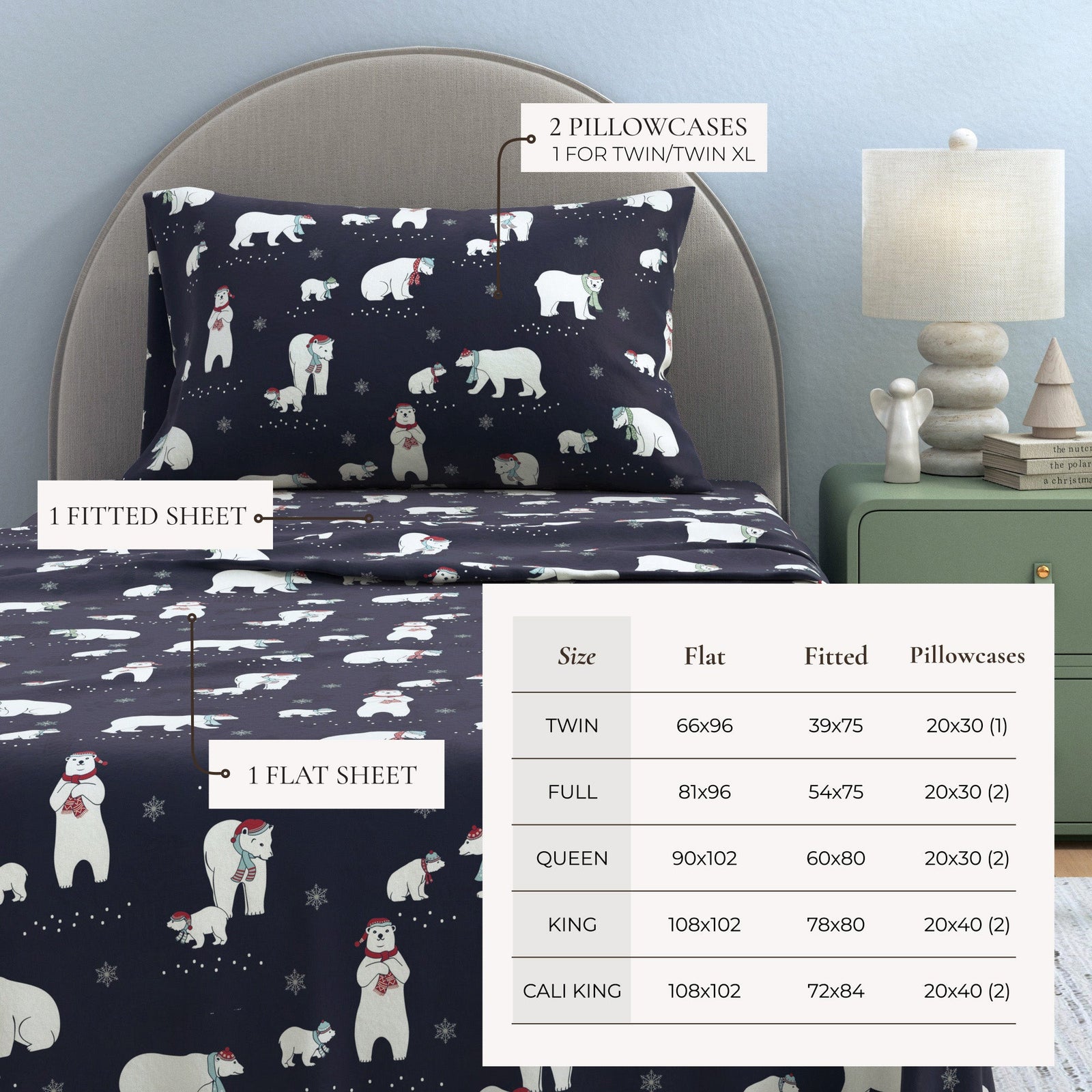 Turkish Cotton Christmas Flannel Sheet Set - Whittaker Collection