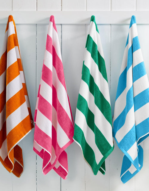 Load image into Gallery viewer, Cotton Velour Cabana Stripe Beach Towel - Novia Collection
