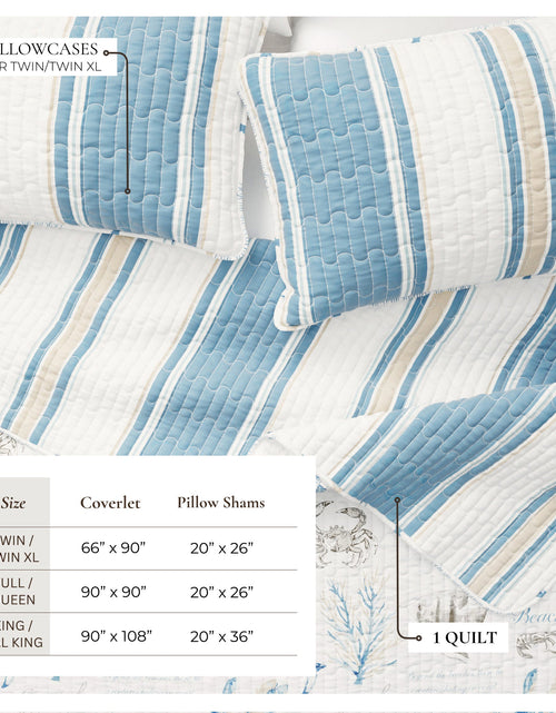 Load image into Gallery viewer, Stripe &amp; Ocean Story Coastal Quilt Set - New Castle Collection
