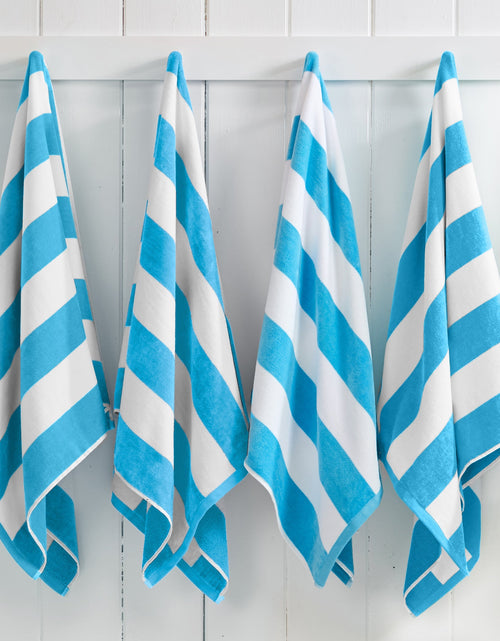 Load image into Gallery viewer, Cotton Velour Cabana Stripe Beach Towel - Novia Collection
