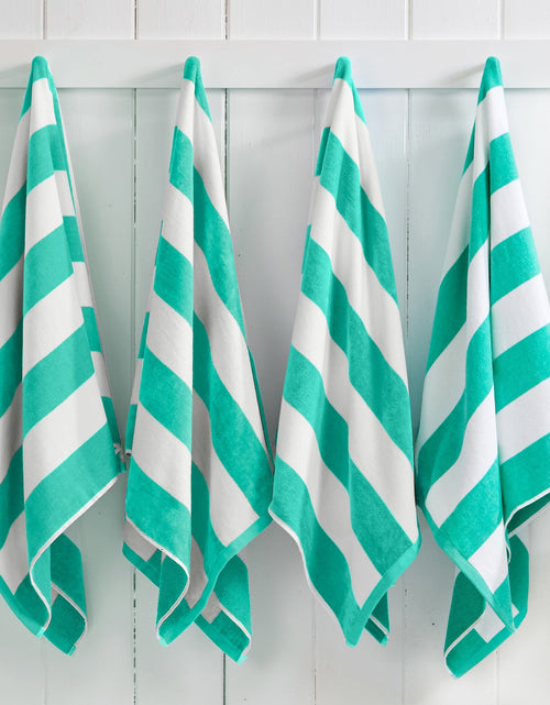 Load image into Gallery viewer, Cotton Velour Cabana Stripe Beach Towel - Novia Collection
