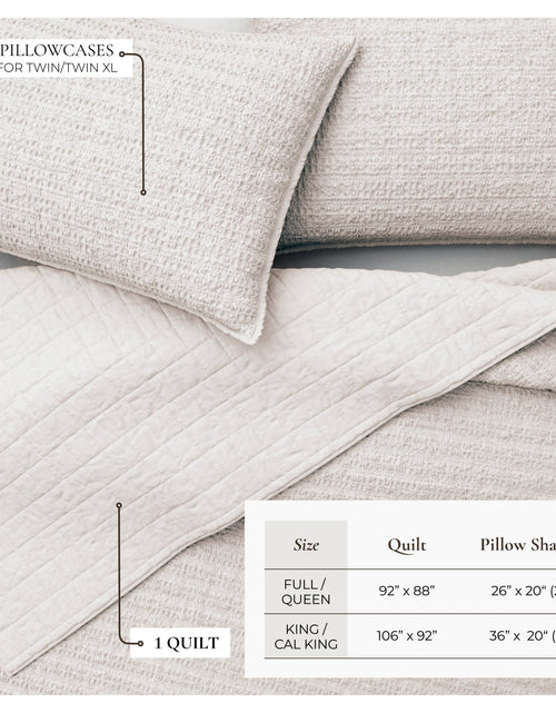 Load image into Gallery viewer, 100% Cotton Honeycomb Waffle Garment Washed Quilt Set - Genevieve Collection
