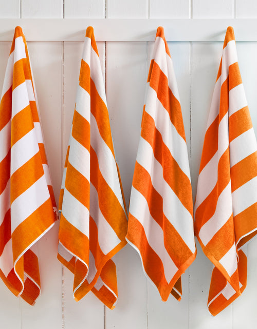 Load image into Gallery viewer, Cotton Velour Cabana Stripe Beach Towel - Novia Collection
