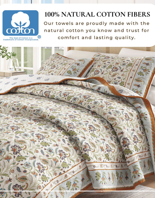 Load image into Gallery viewer, Floral Boho Printed Cotton Quilt Set - Indira Collection
