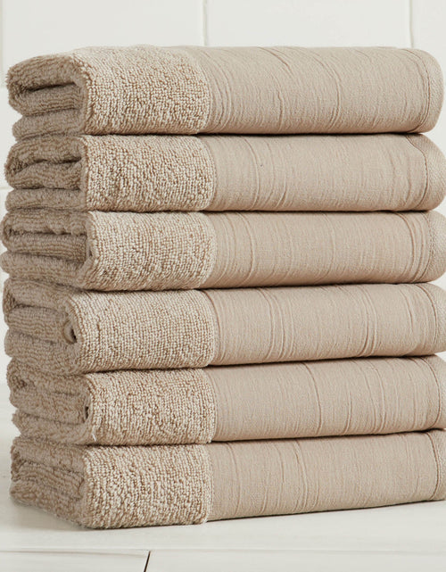 Load image into Gallery viewer, Cotton Linen-Like Border 6-Piece Towel Set - Priya Collection
