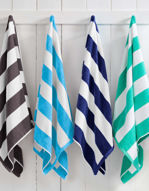 Load image into Gallery viewer, Cotton Velour Cabana Stripe Beach Towel - Novia Collection
