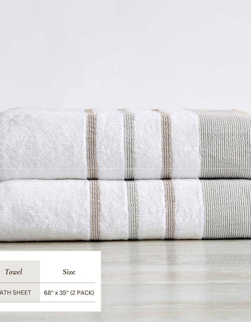 Load image into Gallery viewer, Decorative Cotton Stripe Bath Towel Set - Noelle Collection
